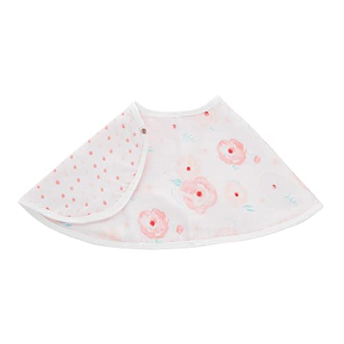 aden + anais Essentials 100% Cotton Muslin Burpy Bib – Multi-Use, Absorbent 4-Layer Burp Cloth, Drool Cloth and Full-Coverage Snap-Closure Baby Bib, 22.5” X 11”, Single, Full Bloom - Roses