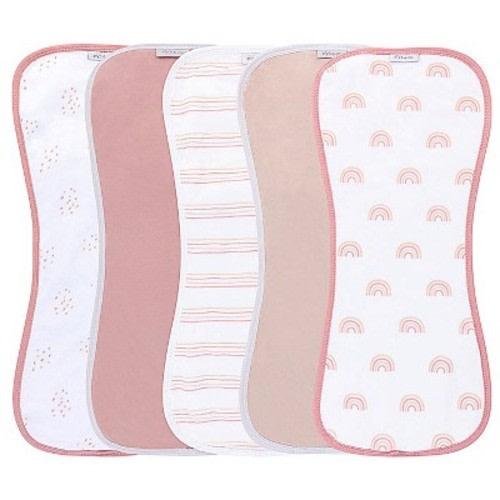 Ely's & Co. Hourglass Shape Fleece Burp Cloths  5 Piece Set, Color: Pink rainbow