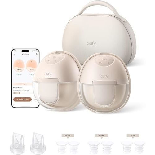 eufy Security Wearable Breast Pump S1 Pro, Electric Hands-Free Breast Pump with Heating Tech, Portable Charging Case, App-Controlled Smart Rhythm, Hospital-Grade Suction, Leak-Proof & Ultra-Quiet