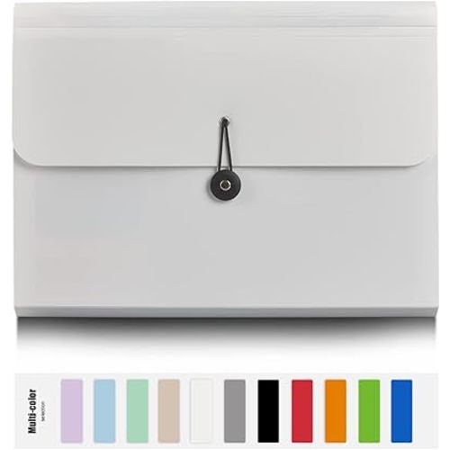 Expanding File Folder File Organizer 13 Pockets File Organizer Accordion Filing Folder Expandable File Folder for Documents Aesthetic Paper Organizer Folder for Work, School, Home, Office, White
