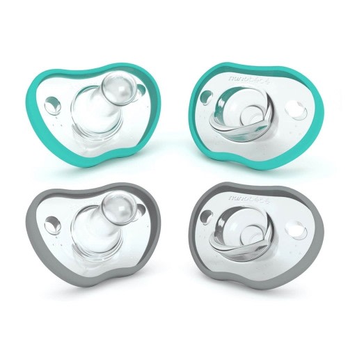 Nanobebe Flexy Pacifier 0-3M 4Pk Grey / Teal | Dummies | Baby Bunting AU
