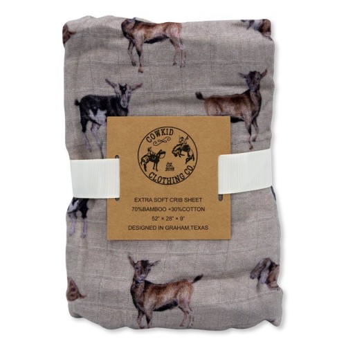 Goat Bamboo Muslin Crib Sheet – Cowkid Clothing Company