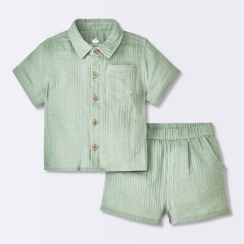 Baby Boys' Gauze Slub T-shirt & Shorts Set - Cloud Island™ Cream 18m