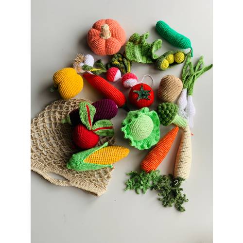 Vegetables Play Set, Kitchen Play Set, Pretend Play, Montessori Toys, Crochet Toys, Play Vegetables, Veggies, Pretend Play For Toddlers