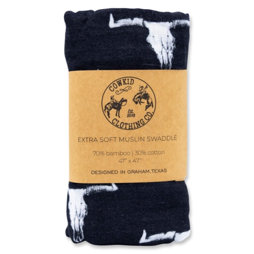 Cow Skull Bamboo Muslin Swaddle – Cowkid Clothing Company