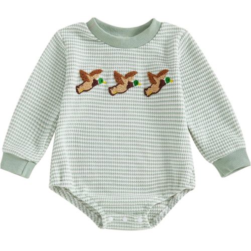 VISGOGO Unisex Baby Boy Girl Romper Waffle Newborn Infant Onesie Clothes Long Sleeve Bubble Oversized Romper Bodysuit Top