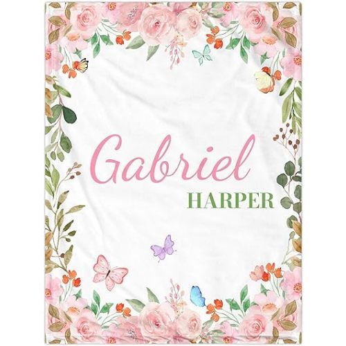 Fun DIY Custom Baby Blanket for Girls - Personalized Floral Customized Gift for New Mom - Customize for Kids Newborn Birthday