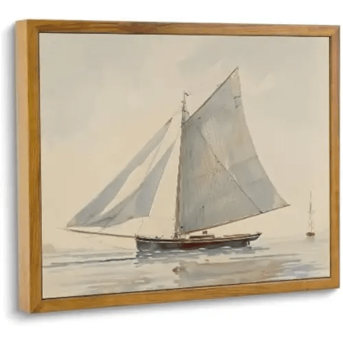 ARTZIO Ocean Framed Wall Art,Coastal Sailboat Canvas Oil Painting Decor,Modern Art Ship Portrait Room Decor Aesthetic,Blue Bathroom Decor,Decorations For Bedroom,8x10in Ready To Hang