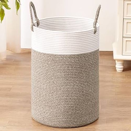 INDRESSME Large Laundry Basket, 60L Dirty Clothes Hamper, Baby Laundry Hamper for Toys, Woven Laundry Basket for Clothes, Blanket Storage Basket, 19.7 x 13.8 inches