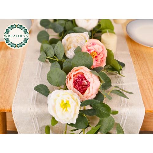 Rose Vine Garland, Floral Arch Decor, Lush Wedding Accent, Pink And White, Eucalyptus Leaves, Faux Flowers, Event Styling, Fake Flowers