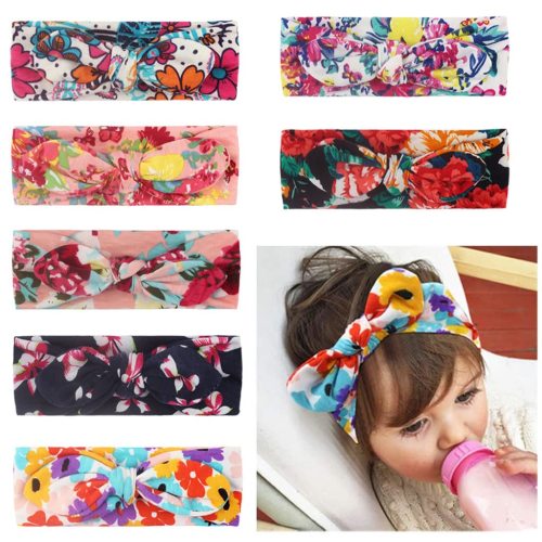 VEGCOO Baby Girl Hair Band, 7 Pieces Cotton, Soft, Suitable for 0-3 years