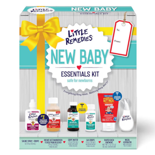 Little Remedies, New Baby Essentials Kit, 6 Newborn Essentials, Saline Nasal Spray, Gas Relief Drops, Gripe Water, Fever Reliever, & Diaper Ointment