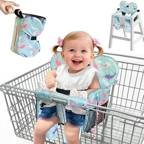 Premium Baby Shopping Cart Cover & High Chair Seat Protector - Universal Fit for Grocery Carts, Restaurant Chairs,Restaurant Seats, and Park Swings-Girl & Boy(Ocean Blue)
