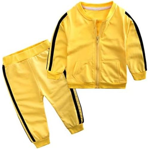 Baby Boys Girls Cotton Tracksuit Sweatshirt Top + Sweatpants Zipper Coat Outfits Set