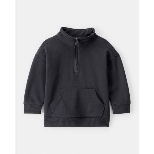 Baby Boy Solid Fleece Quarter Zip Sweatshirt - Black - Carter's | Carter's