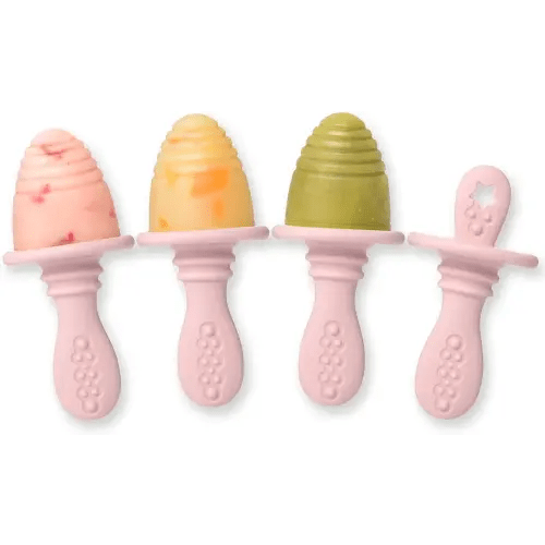 PrimaStella Silicone Petite Pops - Baby Popsicle Mold - BPA Free - Dishwasher Safe - 4 months+ (Dusty Rose Teether Pops)