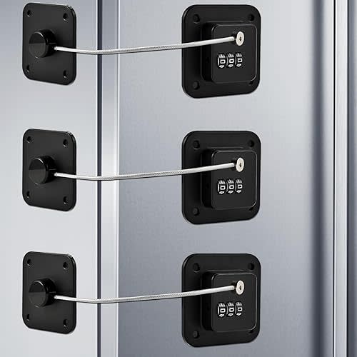 3 Pack Fridge Lock for Kids, Traceless Refrigerator Lock for Adults, Child Proof Cabinet Locks Baby Proofing, Drawer Freezer Locks for Fridge Refrigerator (Black)