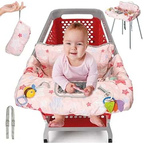 Shopping Cart Cover for Baby PILLANI, High Chair Cover for Restaurant Seat, Grocery Cart Cover for Baby Girl/Boy, Cotton Buggy Covers for Babies, Toddler Shopping Cart Cover, Cart Hammock for Infant