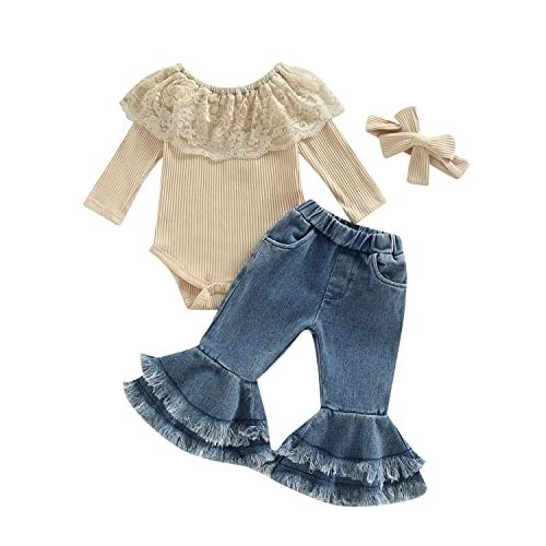 Baby Girl Clothes Outfits Toddler Infant Baby Romper Top+Jeans Clothing Set