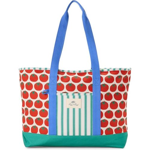 Itzy Ritzy Canvas Mome Tote Bag with Zipper Closure & 4 Pockets (Pasta)