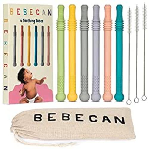 Amazon.com : BEBECAN Teething Sticks, Infant Teething Relief, in 6 Vibrant Colors, Super Soft Silicone Baby Teethers, Teething Toys for Babies 0-6 Months : Baby