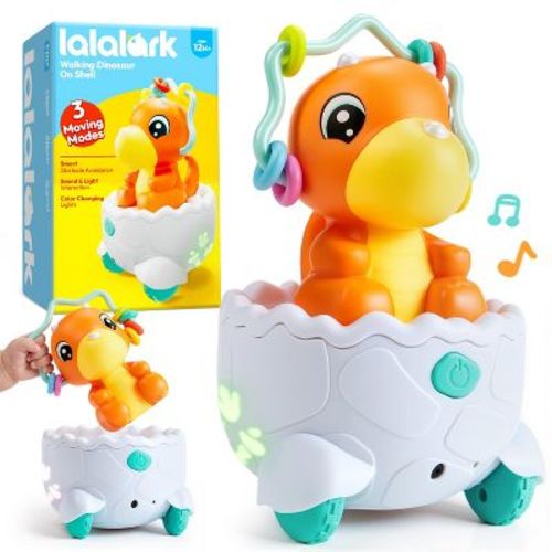 Joyfy Dinosaur Dinosaur Toys 2-in-1 Moving Musical Toy with Auto-Avoid Obstacles, Lights & Music, Tummy Time for Toddlers 12-18 Months, Easter Gift