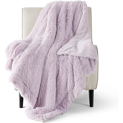 Bedsure GentleSoft Fluffy Lavender Purple Throw Blanket, Purple Decor Lilac Gifts for Kids Girls Women, Soft Cozy Fuzzy Plush Warm Thick Sherpa Fleece Faux Fur Blanket, Birthday Gifts for Her, 50x60