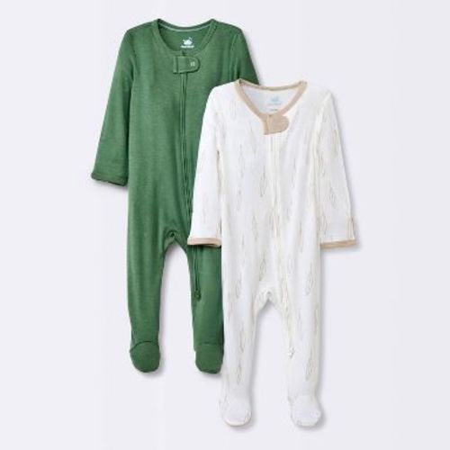 Baby Boys' 2pk So Very Soft Modal Blend Sleep N' Play - Cloud Island™ Green 0-3M: Footed Pajamas, Long Sleeve