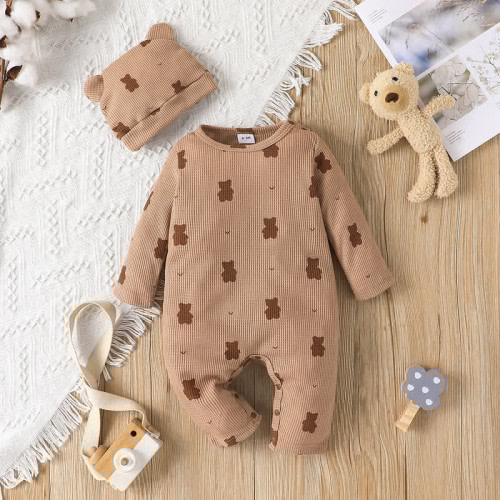 Baby Cute Bear Knit Romper with Hat