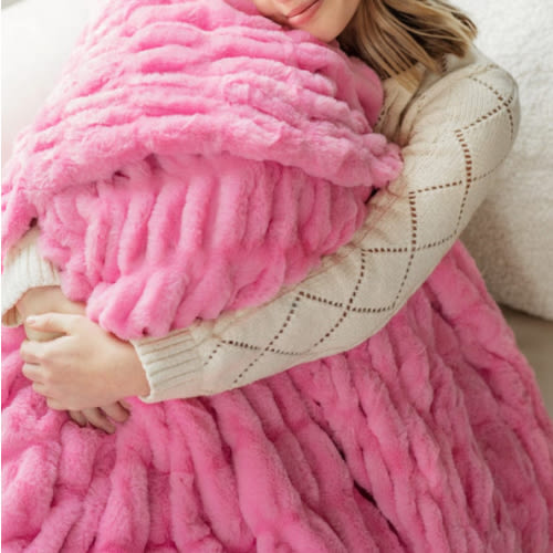 Hugs Pink Plush Blanket | Minky Couture