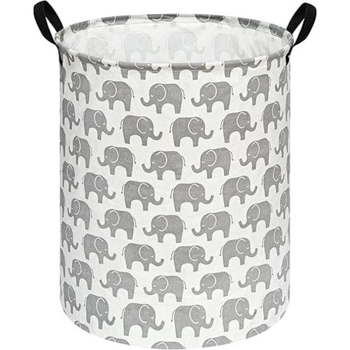 19.7" Round Kids Laundry Basket Gift Basket Storage Laundry Hamper Laundry Basket Baby Toys Nursery Bin with Handles,Storage Basket for Kids Room Bedroom Decor(Elephant)