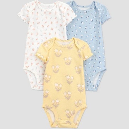 Carter's Just One You® Baby Girls' 3pk Floral Bodysuit - Yellow/Blue 3M