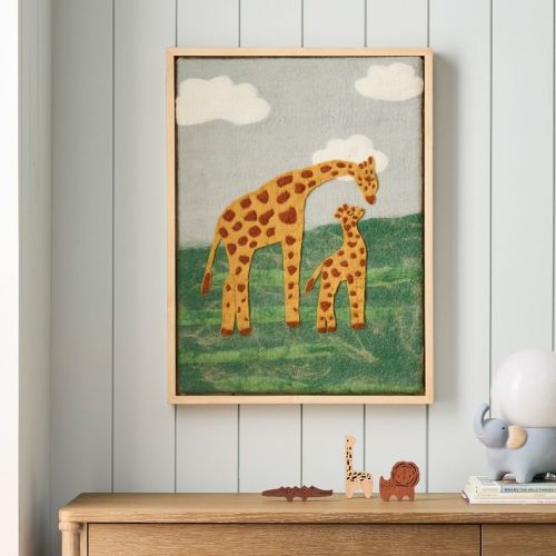 Giraffe Family Framed Felt Wall Art