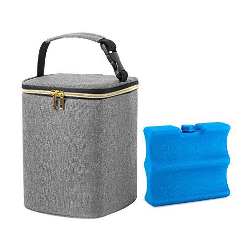 Teamoy Breastmilk Cooler Bag with Ice Pack, Baby Bottles Bag for up to 4 Large 9 Ounce Bottles and Ice Pack, Perfect for Working Mom Mother, Gray