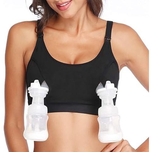 Lupantte Pumping Bra Hands Free, Breast Pump Bra, Adjustable Breast-Pumps Holding and Nursing Bra, Pumping & Nursing Bra