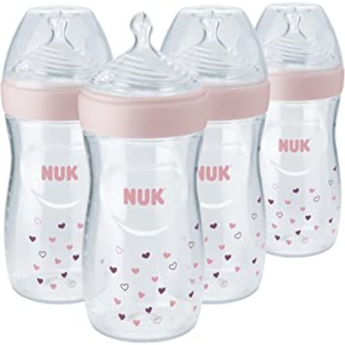 NUK Simply Natural Bottle with SafeTemp, Girl, 9 Oz, 4 Count