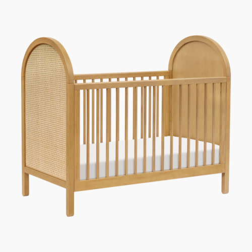babyletto Bondi 3-in-1 Convertible Crib with Toddler Bed Conversion Kit - Honey With Natural Cane