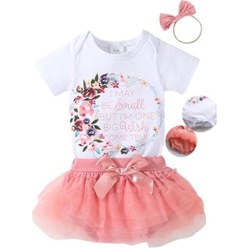 QITUDATEY Baby Girls Skirt Set Newborn Letter Romper + Tutu Dress + Headband Clothes Infant Girl Outfits 0 3 6 9 12 18 Months