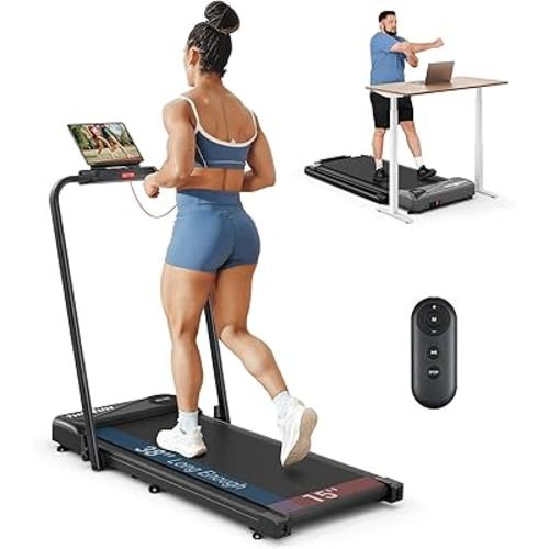 THERUN Walking Pad Treadmill, 2.5 HP Under Desk Treadmills, 2 in 1 Foldable for Home, Walking Pad with Handle Bar, 16" Widened Running Belt, with Remote Control & LED Touch Screen