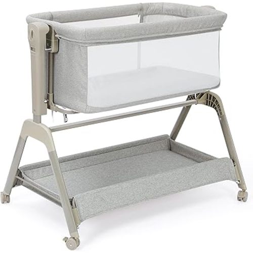 Ezebaby 3-in-1 Baby Bassinet: Rocking Bassinet Bedside Sleeper - 6-Height Adjustable Crib with Comfy Mattress & Lockable Wheels | Stable & Secure Bedside Crib for Newborn Infant