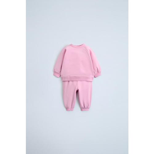 PLAIN SWEATSHIRT AND PANTS PLUSH MATCHING SET