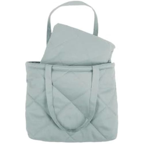 Snuggle Me® 2-in-1 Baby Play Mat - 100% Organic Cotton Baby Mat for Floor Play, Quilted, Foldable Playmat with Matching Tote Bag Included, Safety Certified & Machine Washable (37" x 37") - Slate