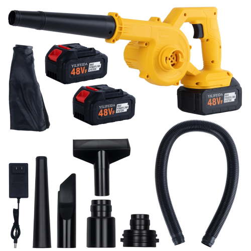 21V Cordless Leaf Blower, Lightweight Electric Mini Air Blower with two 2.0Ah Batteries, Handheld 2 in 1 Leaf Blower & Vacuum for Home, Garden, and Car Cleaning