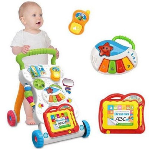 Baby Learning Walker Sit-to-Stand Baby Walker with Wheels Entertainment Table Kids Early Educational Activity Center, Baby Push Walkers for Boys and Girls