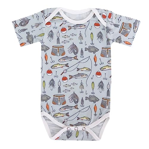 Copper Pearl Short Sleeve Bodysuit Baby: Ultra Soft Bodysuits for Newborns, Boys, Girls, and Infants - Stylish, Comfortable, Overlap Shoulders, Premium Knit Fabric - Trout, Newborn