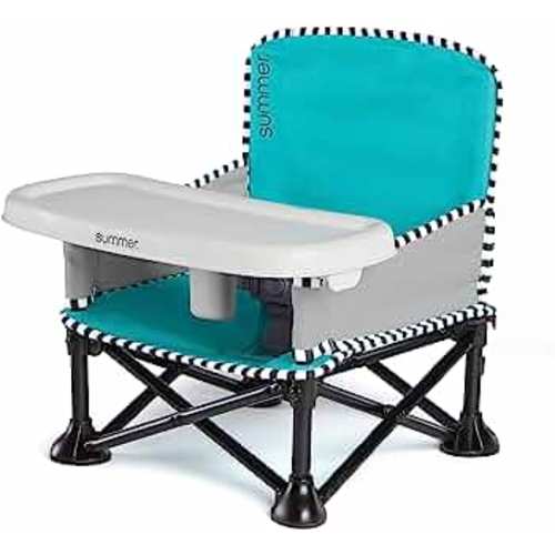 Summer Infant Pop ‘n Sit SE Booster Chair, Sweet Life Edition, Aqua Sugar Color – Booster Seat for Indoor/Outdoor Use – Fast, Easy and Compact Fold