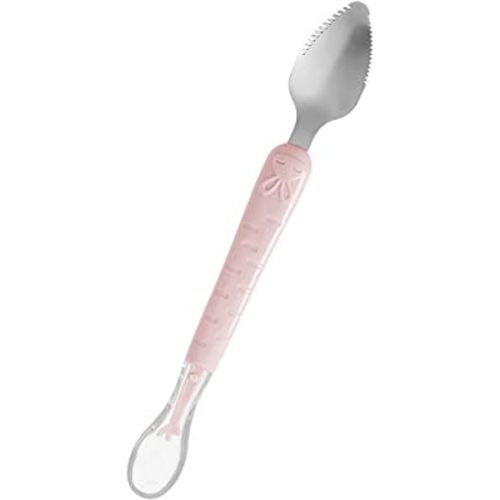Double Head Baby Silicone Food Spoon (Pink), Baby Fruit Scraping Mud Spoon, Feeding Spoons Training Spoon for Infants, baby led weaning supplies (Pink)