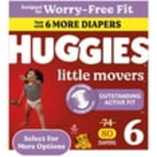 Huggies Little Movers Baby Diapers, Size 6 (35+ lbs), 80 Ct (Select for More)