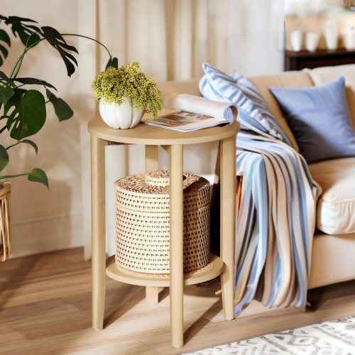 Bay Isle Home™ Round End Table, 2-Tier Boho Side Table & Reviews | Wayfair