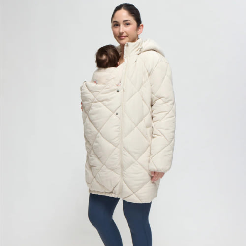 Grow With You Maternity Hooded Long Parka Jacket With Removable Baby Carrier Insert